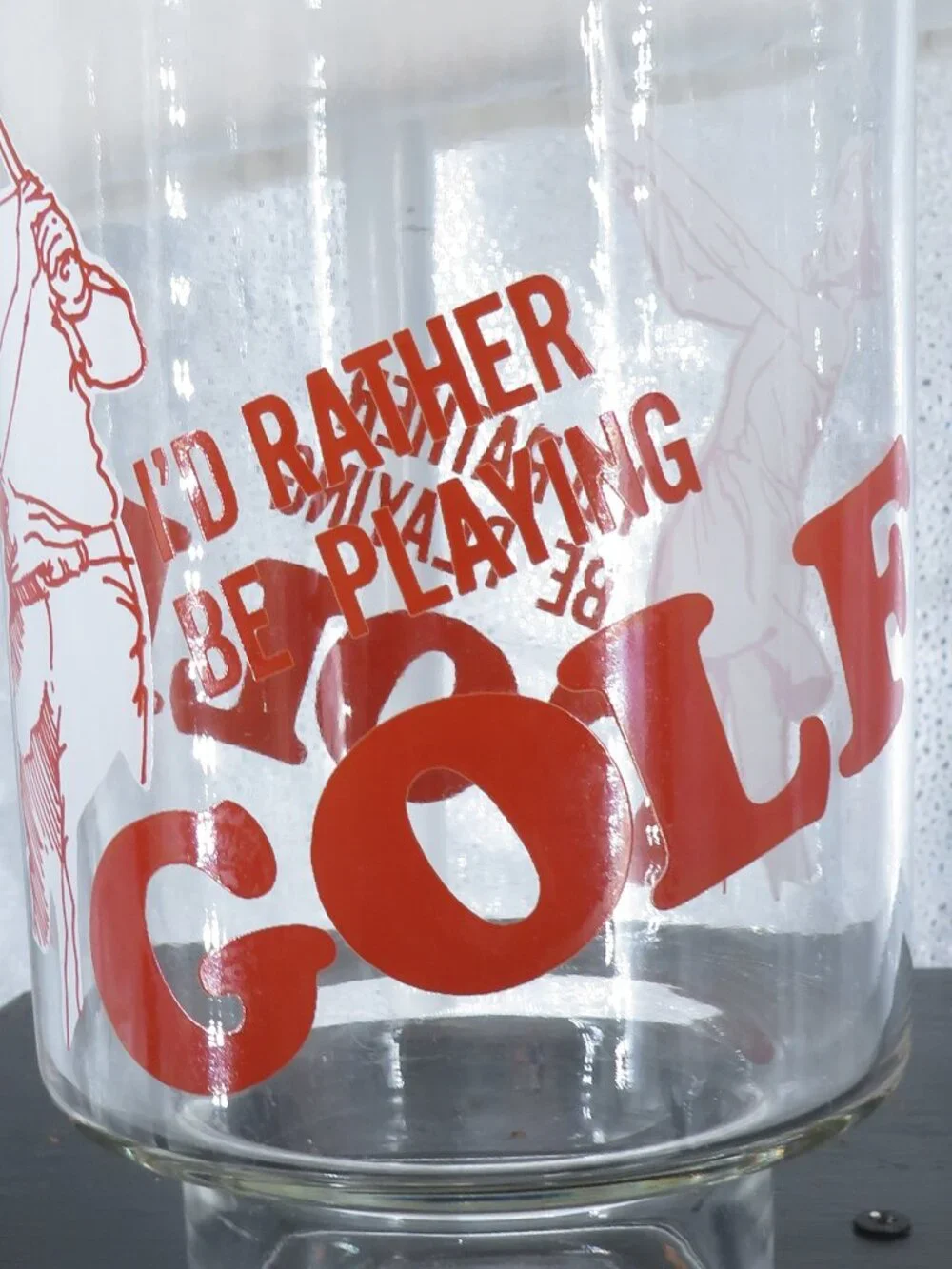 Vintage Golf Glass I’d Rather Be Playing Golf Footed Barware Tumbler Xtr large